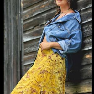 NWT Anthropologie Fringe Yellow Skirt